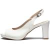 image:imageDREAM PAIRS Womens Sexy High Chunky Heels Peep Toe Platform Block Slingback Dress Pumps ShoesWhitePu