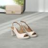 image:imageDREAM PAIRS Womens Sexy High Chunky Heels Peep Toe Platform Block Slingback Dress Pumps ShoesWhitePu