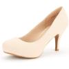 image:imageDREAM PAIRS Tiffany Womens Classic Elegant Versatile Low Stiletto Heel Dress Platform Pumps ShoesNudeNubuck