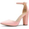 image:imageDREAM PAIRS Womens Coco High Heels Chunky Block Pumps Pointed Closed Toe Ankle Strap Dress ShoesPinkSuede
