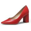 image:imageDREAM PAIRS Womens High Chunky Closed Toe Block Heels Pointed Toe Wedding Party Elegant Slip On Pumps ShoesRedPu