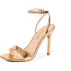 image:imageDREAM PAIRS Womens High Stilettos Open Square Toe Ankle Strap Heels Sexy Comfort Strappy Dress Shoes Wedding Bridal Pumps SandalsGoldpat