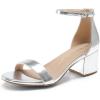 image:imageDREAM PAIRS Womens LowChunk Low Heel Pump SandalSilvermetallic