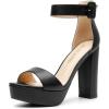 image:imageDREAM PAIRS Womens Platform Heel Sandals Open Toe Ankle Strap Heel Fashion Wedding Party Dress Sandals ShoesBlackpu