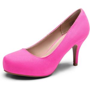 image:imageDREAM PAIRS Tiffany Womens Classic Elegant Versatile Low Stiletto Heel Dress Platform Pumps ShoesFuchsiaSuede