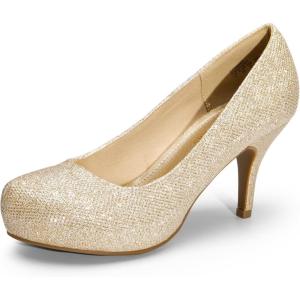 image:imageDREAM PAIRS Tiffany Womens Classic Elegant Versatile Low Stiletto Heel Dress Platform Pumps ShoesGold