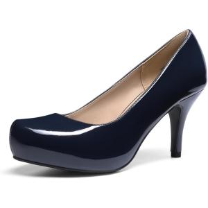 image:imageDREAM PAIRS Tiffany Womens Classic Elegant Versatile Low Stiletto Heel Dress Platform Pumps ShoesNavyPat
