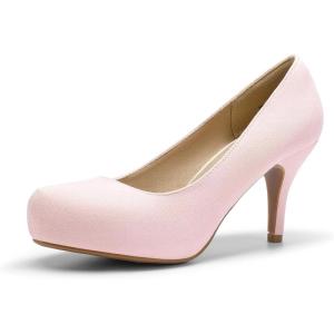 image:imageDREAM PAIRS Tiffany Womens Classic Elegant Versatile Low Stiletto Heel Dress Platform Pumps ShoesPinkSuede