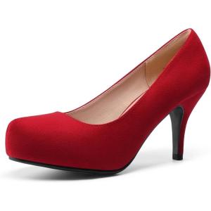 image:imageDREAM PAIRS Tiffany Womens Classic Elegant Versatile Low Stiletto Heel Dress Platform Pumps ShoesRed