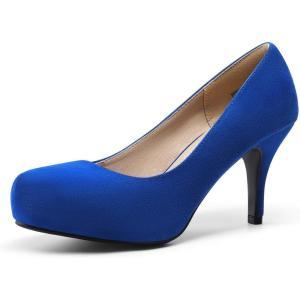 image:imageDREAM PAIRS Tiffany Womens Classic Elegant Versatile Low Stiletto Heel Dress Platform Pumps ShoesRoyalBlue
