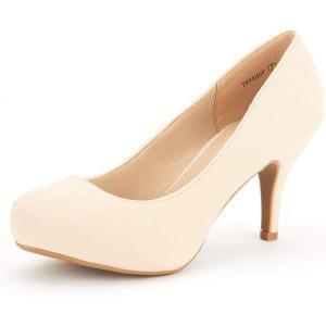 image:imageDREAM PAIRS Tiffany Womens Classic Elegant Versatile Low Stiletto Heel Dress Platform Pumps ShoesTiffannynudenubuck