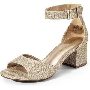 image:imageDREAM PAIRS Women Chunky Block Heels Open Toe Ankle Strap Buckle Comfortable Heeled Sandals Wedding Party Dress ShoesGoldGlitter