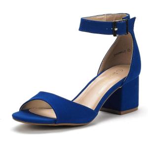 image:imageDREAM PAIRS Women Chunky Block Heels Open Toe Ankle Strap Buckle Comfortable Heeled Sandals Wedding Party Dress ShoesRoyal Blue