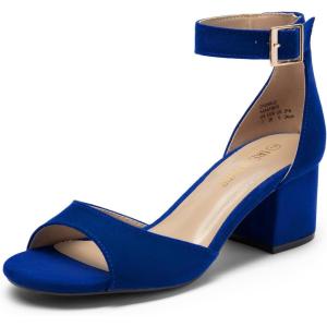 image:imageDREAM PAIRS Women Chunky Block Heels Open Toe Ankle Strap Buckle Comfortable Heeled Sandals Wedding Party Dress ShoesRoyalBlue