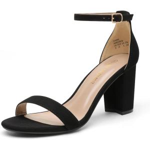 image:imageDREAM PAIRS Womens Chunk Low Heel Pump SandalsBlackSuede