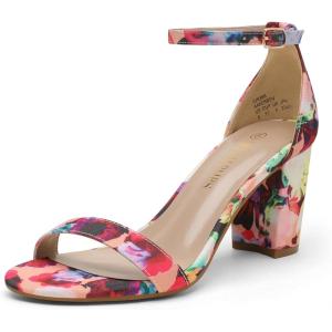 image:imageDREAM PAIRS Womens Chunk Low Heel Pump SandalsFloral