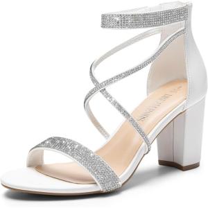 image:imageDREAM PAIRS Womens Chunk Low Heel Pump SandalsWhitepu