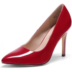 image:imageDREAM PAIRS Womens Closed Toe High Heels Dress Pointed Toe Wedding Pump ShoesRed