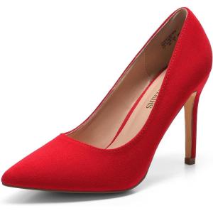 image:imageDREAM PAIRS Womens Closed Toe High Heels Dress Pointed Toe Wedding Pump ShoesRedSuede