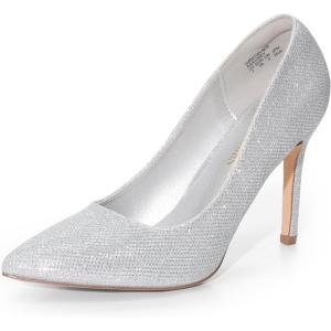 image:imageDREAM PAIRS Womens Closed Toe High Heels Dress Pointed Toe Wedding Pump ShoesSilverGlitter