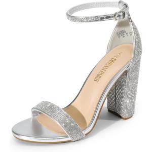 image:imageDREAM PAIRS Womens HiChunk High Heel Pump SandalsSilverrhinestone