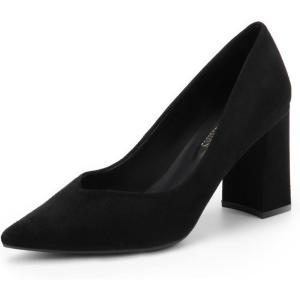 image:imageDREAM PAIRS Womens High Chunky Closed Toe Block Heels Pointed Toe Wedding Party Elegant Slip On Pumps ShoesBlack
