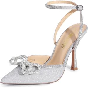 image:imageDREAM PAIRS Womens High Heels Destiny Closed Toe Strappy Heels Sexy Rhinestone Ankle Strap Pumps Wedding Bridal Party Dress Shoes DestinySilver