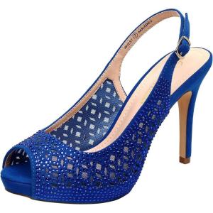 image:imageDREAM PAIRS Womens High Heels Platform Dress Rhinestones Peep Toe Pumps ShoesRoyalBlueSuede