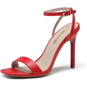 image:imageDREAM PAIRS Womens High Stilettos Open Square Toe Ankle Strap Heels Sexy Comfort Strappy Dress Shoes Wedding Bridal Pumps SandalsRed