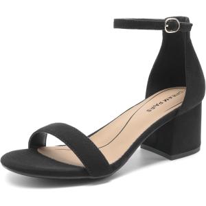 image:imageDREAM PAIRS Womens LowChunk Low Heel Pump SandalBlacksuede
