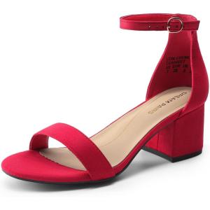 image:imageDREAM PAIRS Womens LowChunk Low Heel Pump SandalRedSuede