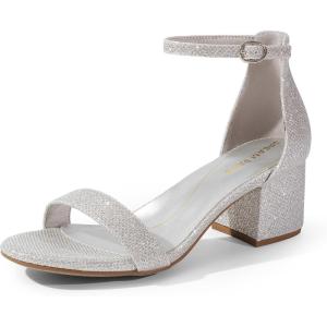image:imageDREAM PAIRS Womens LowChunk Low Heel Pump SandalSilverGlitter