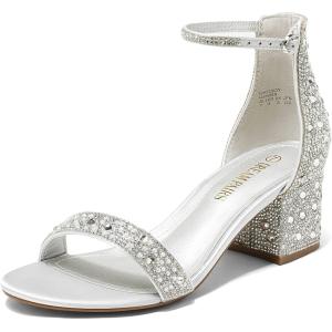 image:imageDREAM PAIRS Womens LowChunk Low Heel Pump SandalSilverRhinestone