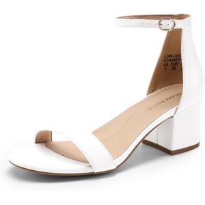 image:imageDREAM PAIRS Womens LowChunk Low Heel Pump SandalWhitePu
