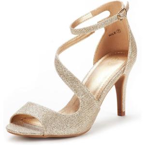 image:imageDREAM PAIRS Womens NILE Fashion Stilettos Open Toe Pump Heel SandalsGold Glitter