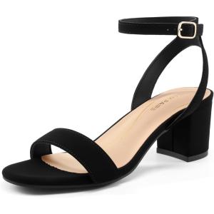 image:imageDREAM PAIRS Womens Open Toe Ankle Strap Low Block Chunky Heels Sandals Party Dress Pumps ShoesBlackNubuck