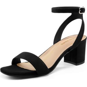 image:imageDREAM PAIRS Womens Open Toe Ankle Strap Low Block Chunky Heels Sandals Party Dress Pumps ShoesBlackSuedeCarnival