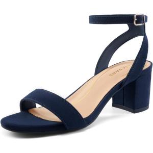 image:imageDREAM PAIRS Womens Open Toe Ankle Strap Low Block Chunky Heels Sandals Party Dress Pumps ShoesNavySuede