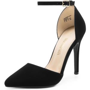 image:imageDREAM PAIRS Womens OppointedLacey Pointed Toe Ankle Strap High Heel Stiletto Pumps Wedding Dress ShoesBlackNubuck