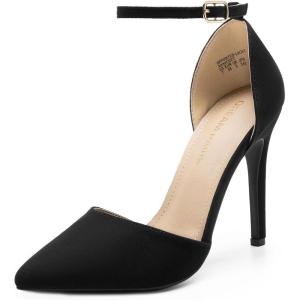 image:imageDREAM PAIRS Womens OppointedLacey Pointed Toe Ankle Strap High Heel Stiletto Pumps Wedding Dress ShoesBlackSuede