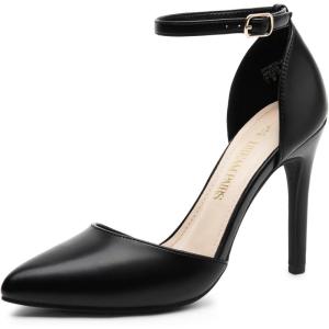 image:imageDREAM PAIRS Womens OppointedLacey Pointed Toe Ankle Strap High Heel Stiletto Pumps Wedding Dress ShoesBlackpu