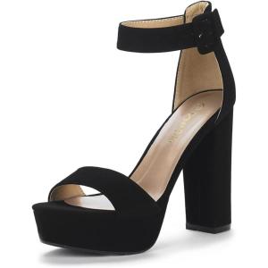 image:imageDREAM PAIRS Womens Platform Heel Sandals Open Toe Ankle Strap Heel Fashion Wedding Party Dress Sandals ShoesBlackNubuck