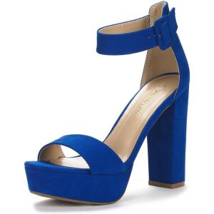 image:imageDREAM PAIRS Womens Platform Heel Sandals Open Toe Ankle Strap Heel Fashion Wedding Party Dress Sandals ShoesRoyalBlue