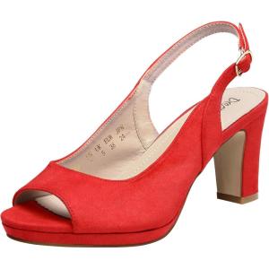 image:imageDREAM PAIRS Womens Sexy High Chunky Heels Peep Toe Platform Block Slingback Dress Pumps ShoesRedSuede