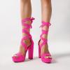 image:imageDREAM PAIRS High Heels Chunky Block Platform Heels for Women Strappy Gladiator Sexy Open Toe Heels Dressy Pumps SandalsHot Pink