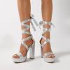 image:imageDREAM PAIRS High Heels Chunky Block Platform Heels for Women Strappy Gladiator Sexy Open Toe Heels Dressy Pumps SandalsSilver