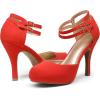 image:imageDREAM PAIRS Office02 Womens Classy Mary Jane Double Ankle Strap Almond Toe High Heel PumpsRedNubuck