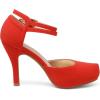 image:imageDREAM PAIRS Office02 Womens Classy Mary Jane Double Ankle Strap Almond Toe High Heel PumpsRedNubuck