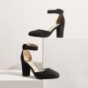 image:imageDREAM PAIRS Womens High Heel Ankle Strap Closed Toe Chunky Wedding Pumps ShoesBlackNubuck