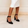 image:imageDREAM PAIRS Womens High Heel Ankle Strap Closed Toe Chunky Wedding Pumps ShoesBlackNubuck